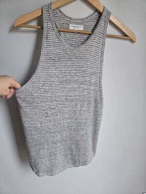 COMMUNITY Grey Striped Linen Tank Top